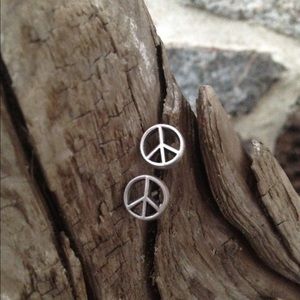 Peace sign stud earrings